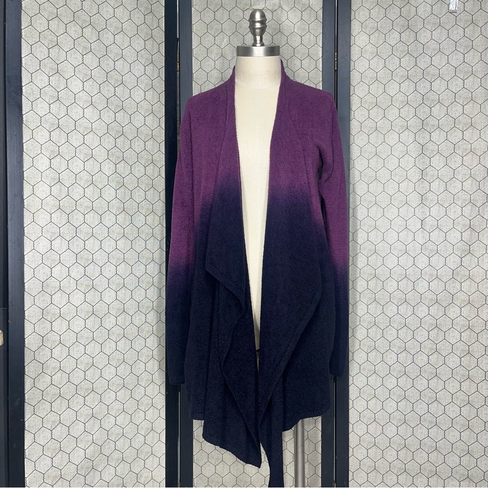 Barefoot Dreams Cozychic LitePurple Ombre Women's Open Front Cardigan  Sweaters